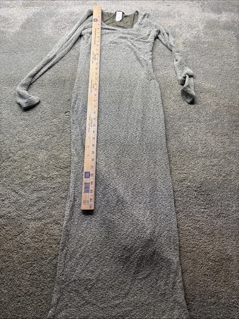 Bodycon M S Long Sleeve Green Knit Maxi Dress size